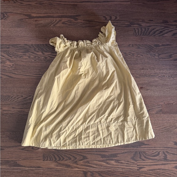 Free people Sophie ruffle sleeve slip mini dress off shoulder chartreuse pockets - Picture 9 of 11